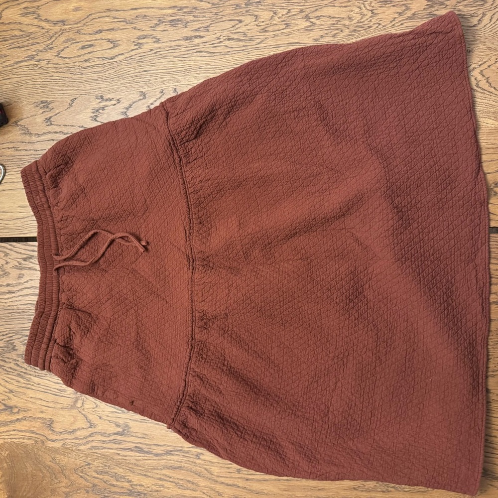 Madewell Rust Midi Skirt Diamond Jacquard Drawstring “stained Mahogany “ quilted - Picture 3 of 11